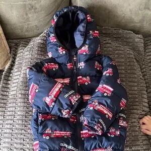 The Children's Place Navy Fire Truck Puffer Jacket